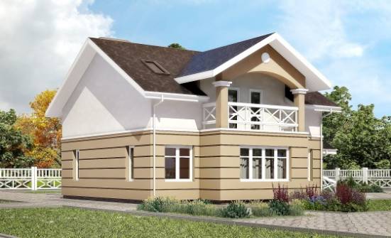 155-009-П Проект двухэтажного дома с мансардой, классический дом из теплоблока Симферополь | Проекты домов от House Expert