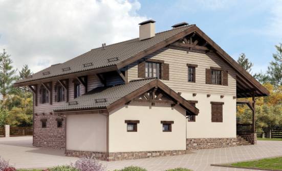 255-002-П Проект двухэтажного дома мансардой и гаражом, классический домик из газобетона Симферополь | Проекты домов от House Expert