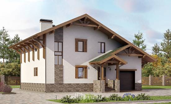 190-007-П Проект двухэтажного дома с мансардой, гараж, средний дом из кирпича Симферополь | Проекты домов от House Expert