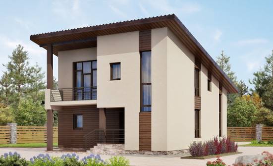 140-005-Л Проект двухэтажного дома с мансардой, простой дом из бризолита Симферополь | Проекты домов от House Expert