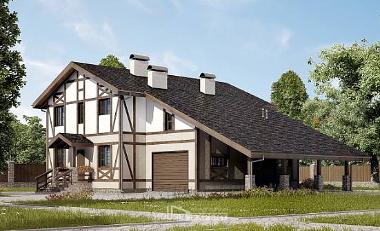 250-002-П Проект двухэтажного дома с мансардным этажом и гаражом, просторный домик из кирпича Симферополь | Проекты домов от House Expert