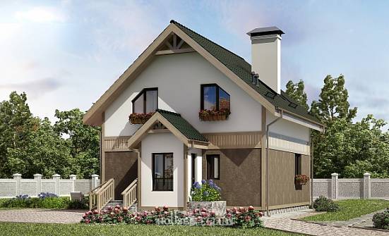105-001-Л Проект двухэтажного дома с мансардой, красивый коттедж из арболита Симферополь | Проекты домов от House Expert