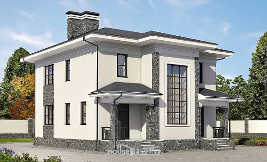 155-011-П Проект двухэтажного дома, компактный коттедж из блока Симферополь | Проекты домов от House Expert