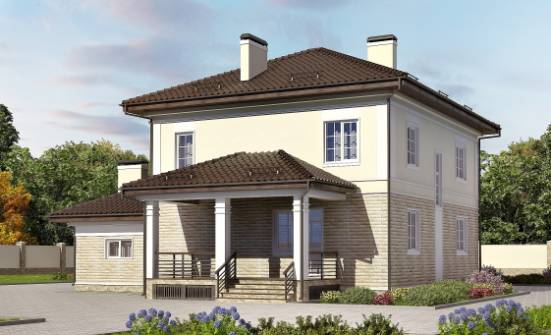 220-007-П Проект двухэтажного дома и гаражом, уютный домик из кирпича Симферополь | Проекты домов от House Expert