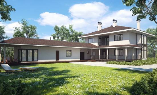 340-001-П Проект двухэтажного дома и гаражом, просторный домик из кирпича Симферополь | Проекты домов от House Expert