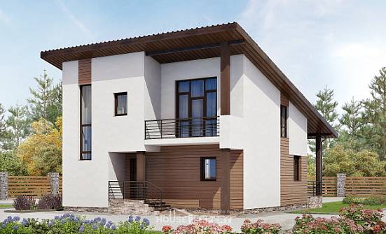 140-005-П Проект двухэтажного дома мансардный этаж, простой загородный дом из теплоблока Симферополь | Проекты домов от House Expert