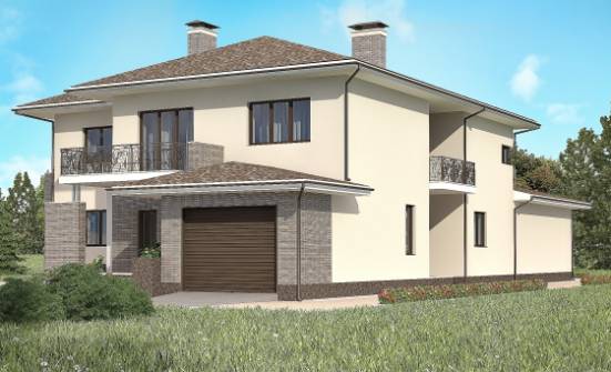 500-001-П Проект трехэтажного дома и гаражом, большой коттедж из кирпича Симферополь | Проекты домов от House Expert