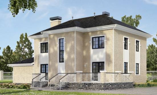180-006-П Проект двухэтажного дома и гаражом, классический загородный дом из кирпича Симферополь | Проекты домов от House Expert
