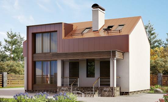 120-004-Л Проект двухэтажного дома мансардный этаж, недорогой домик из бризолита Симферополь | Проекты домов от House Expert