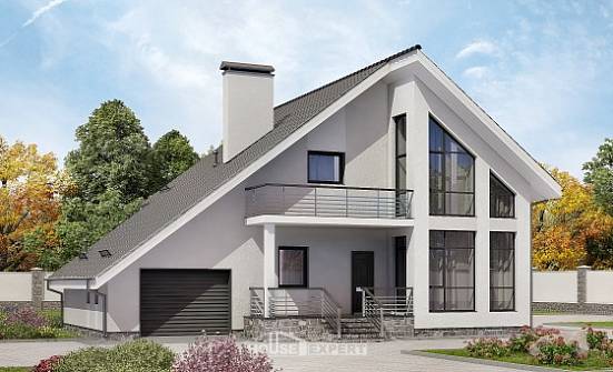 200-007-Л Проект двухэтажного дома мансардой и гаражом, красивый дом из твинблока Симферополь | Проекты домов от House Expert