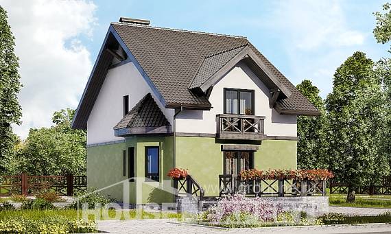 120-003-П Проект двухэтажного дома с мансардой, доступный дом из газобетона Симферополь, House Expert