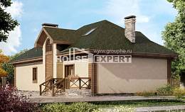 180-010-П Проект двухэтажного дома мансардой, гараж, простой домик из блока Симферополь, House Expert