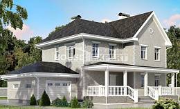 190-001-Л Проект двухэтажного дома и гаражом, простой дом из кирпича, Симферополь