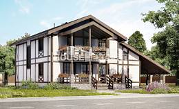 250-002-Л Проект двухэтажного дома с мансардным этажом и гаражом, классический домик из кирпича, Симферополь