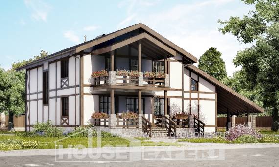 250-002-Л Проект двухэтажного дома мансардой, гараж, красивый загородный дом из кирпича Симферополь, House Expert