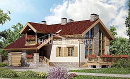 165-002-П Проект двухэтажного дома с мансардой и гаражом, недорогой загородный дом из керамзитобетонных блоков Симферополь, House Expert