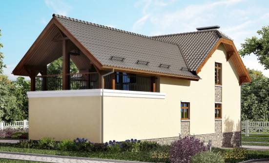 255-003-П Проект трехэтажного дома с мансардой, гараж, красивый загородный дом из арболита Симферополь | Проекты домов от House Expert