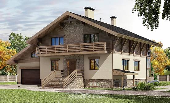 420-001-Л Проект трехэтажного дома мансардой, гараж, большой домик из кирпича Симферополь | Проекты домов от House Expert