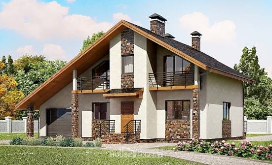 180-008-Л Проект двухэтажного дома с мансардным этажом, гараж, красивый домик из бризолита Симферополь | Проекты домов от House Expert