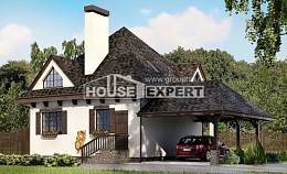 110-002-Л Проект двухэтажного дома мансардой и гаражом, простой коттедж из теплоблока Симферополь, House Expert