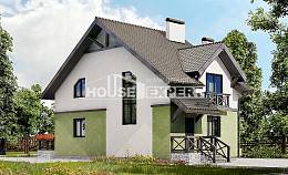 120-003-П Проект двухэтажного дома мансардный этаж, бюджетный домик из арболита Симферополь, House Expert