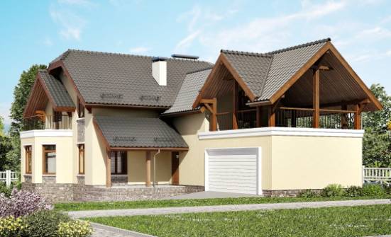 255-003-П Проект трехэтажного дома мансардой и гаражом, современный коттедж из теплоблока, Симферополь
