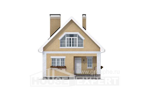 130-004-П Проект двухэтажного дома с мансардой, доступный домик из поризованных блоков Симферополь, House Expert