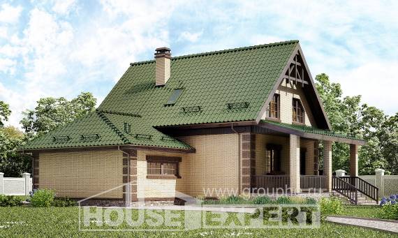 160-007-П Проект двухэтажного дома мансардный этаж, гараж, доступный дом из пеноблока, Симферополь