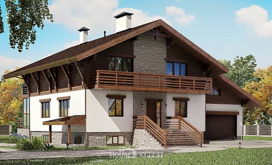 420-001-П Проект трехэтажного дома с мансардным этажом, гараж, классический домик из кирпича, Симферополь
