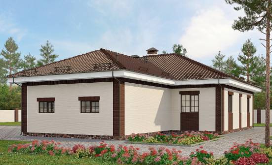 160-015-П Проект одноэтажного дома и гаражом, бюджетный домик из поризованных блоков Симферополь | Проекты домов от House Expert