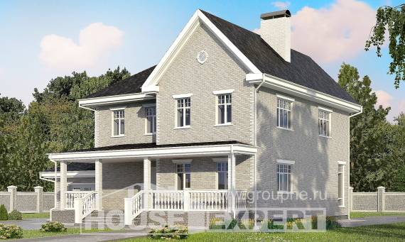 190-001-Л Проект двухэтажного дома, гараж, современный загородный дом из кирпича, Симферополь