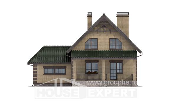 160-007-П Проект двухэтажного дома мансардный этаж и гаражом, бюджетный коттедж из бризолита, Симферополь