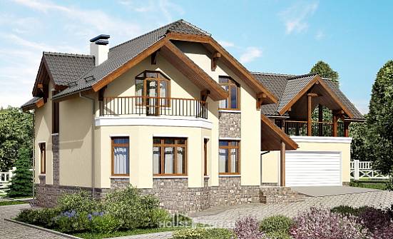 255-003-П Проект трехэтажного дома с мансардой, гараж, красивый загородный дом из арболита Симферополь | Проекты домов от House Expert