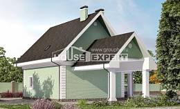 140-003-Л Проект двухэтажного дома с мансардой, гараж, скромный домик из газобетона, Симферополь