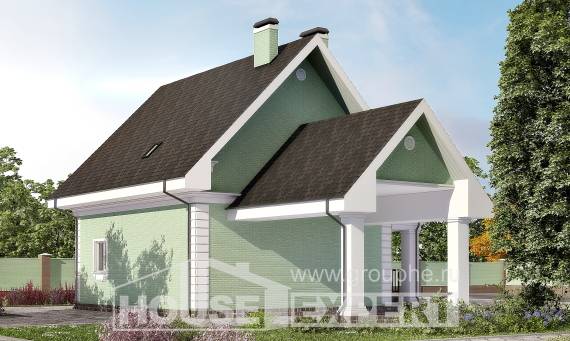 140-003-Л Проект двухэтажного дома с мансардой, гараж, скромный домик из газобетона, Симферополь