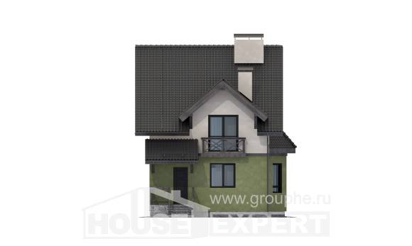 120-003-П Проект двухэтажного дома мансардный этаж, простой загородный дом из керамзитобетонных блоков Симферополь, House Expert