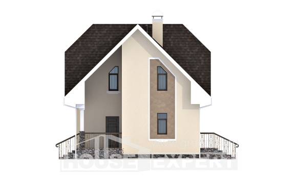 125-001-Л Проект двухэтажного дома мансардой, скромный коттедж из твинблока Симферополь, House Expert