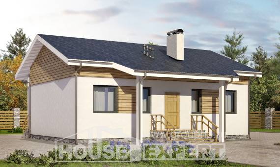 080-004-П Проект одноэтажного дома, маленький коттедж из твинблока Симферополь, House Expert