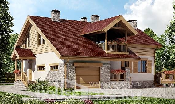 165-002-П Проект двухэтажного дома мансардный этаж, гараж, классический коттедж из бризолита Симферополь, House Expert