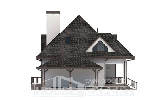 110-002-Л Проект двухэтажного дома с мансардным этажом, гараж, бюджетный загородный дом из блока Симферополь, House Expert