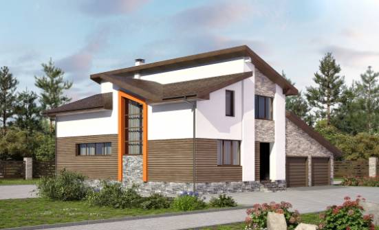 240-004-П Проект двухэтажного дома с мансардным этажом и гаражом, просторный домик из поризованных блоков Симферополь | Проекты домов от House Expert
