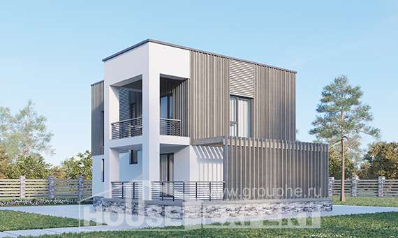 150-017-П Проект двухэтажного дома, компактный домик из теплоблока Симферополь, House Expert