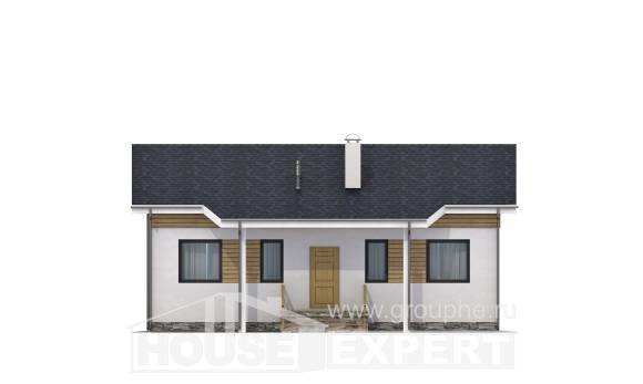 080-004-П Проект одноэтажного дома, маленький коттедж из пеноблока Симферополь, House Expert