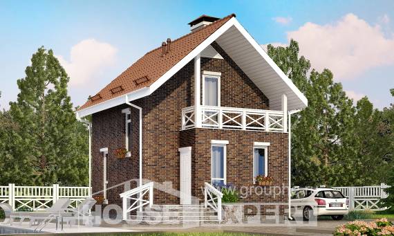 045-001-Л Проект двухэтажного дома с мансардой, крохотный домик из теплоблока Симферополь, House Expert