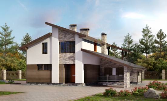200-010-П Проект двухэтажного дома мансардой и гаражом, средний дом из газосиликатных блоков, Симферополь