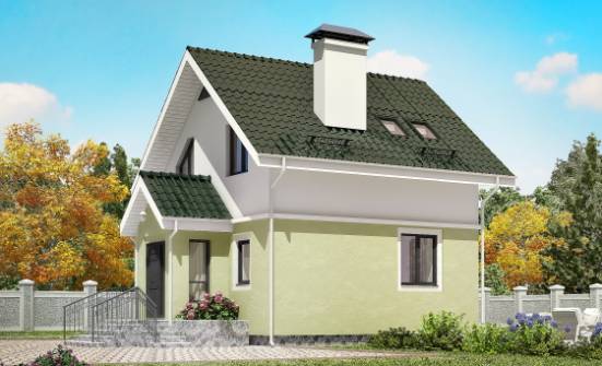 070-001-П Проект двухэтажного дома с мансардным этажом, миниатюрный коттедж из пеноблока, Симферополь
