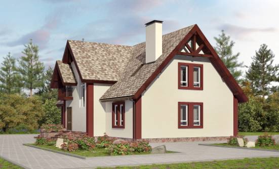300-008-Л Проект двухэтажного дома с мансардой, гараж, красивый домик из твинблока Симферополь | Проекты домов от House Expert
