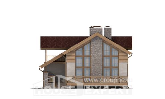 165-002-П Проект двухэтажного дома мансардный этаж, гараж, бюджетный коттедж из твинблока Симферополь, House Expert