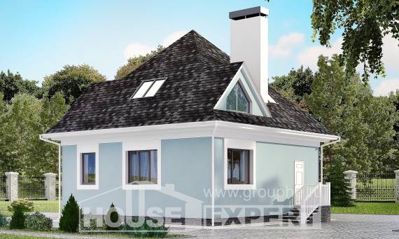 110-001-Л Проект двухэтажного дома мансардный этаж, скромный загородный дом из теплоблока Симферополь, House Expert