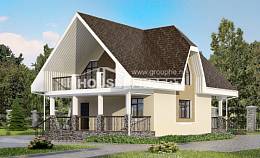 125-001-Л Проект двухэтажного дома с мансардным этажом, классический коттедж из газобетона Симферополь, House Expert